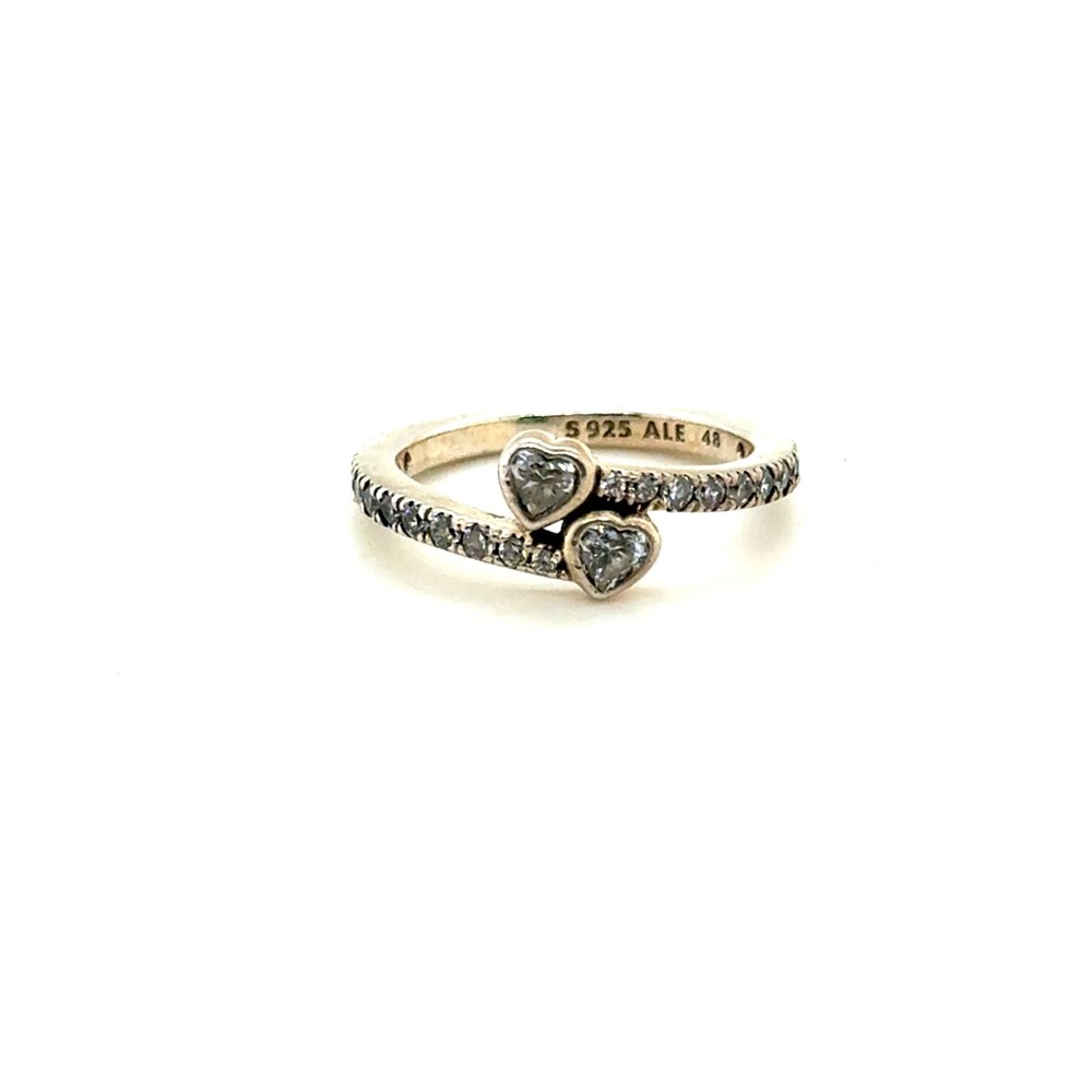 Pandora Entwined Hearts Ring Sterling Silver Cubic Zirconia 190958CZ Size 48 4.5